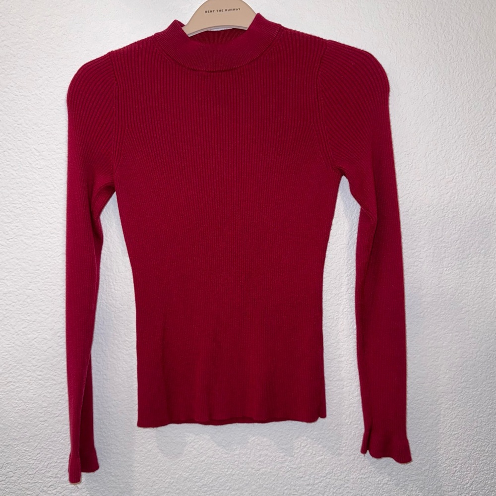 EUC Rachel Parcell Mock Neck Flare Sleeve Berry Pink Sweater S